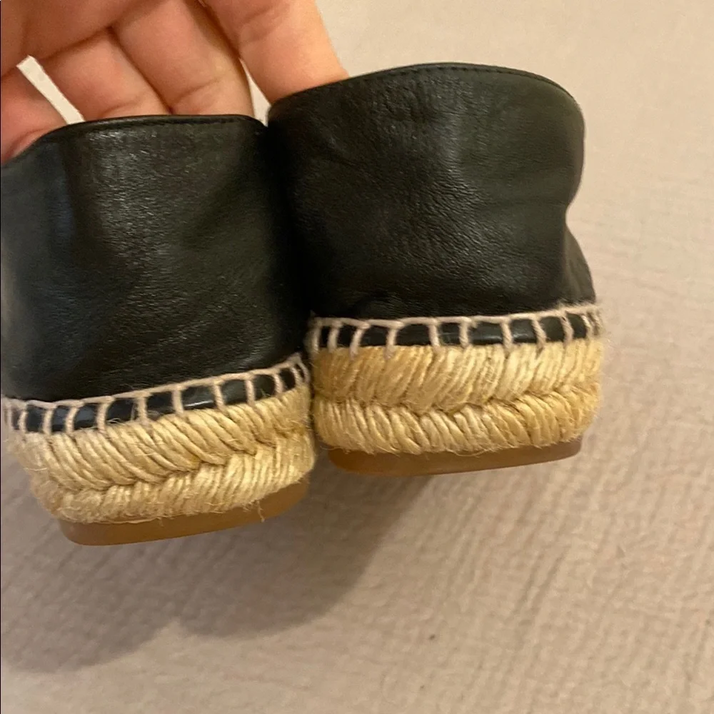 Chanel Black Leather Espadrille Flats. MG29762 Size 41